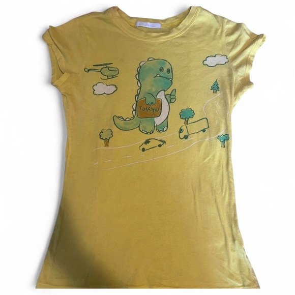 Charlotte Russe Tops - Cute Kawaii Kid drawing of Godzilla shirt